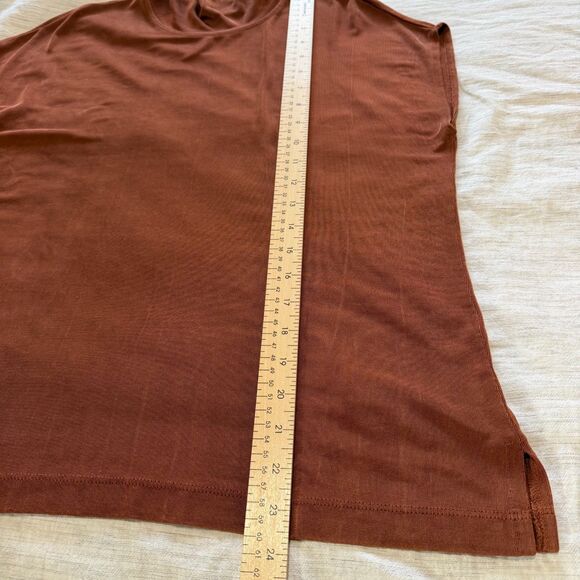 Chico's Travelers Size 2 Large Burnt Sienna Mock Neck Cap Sleeve Top Blouse - Picture 13 of 15
